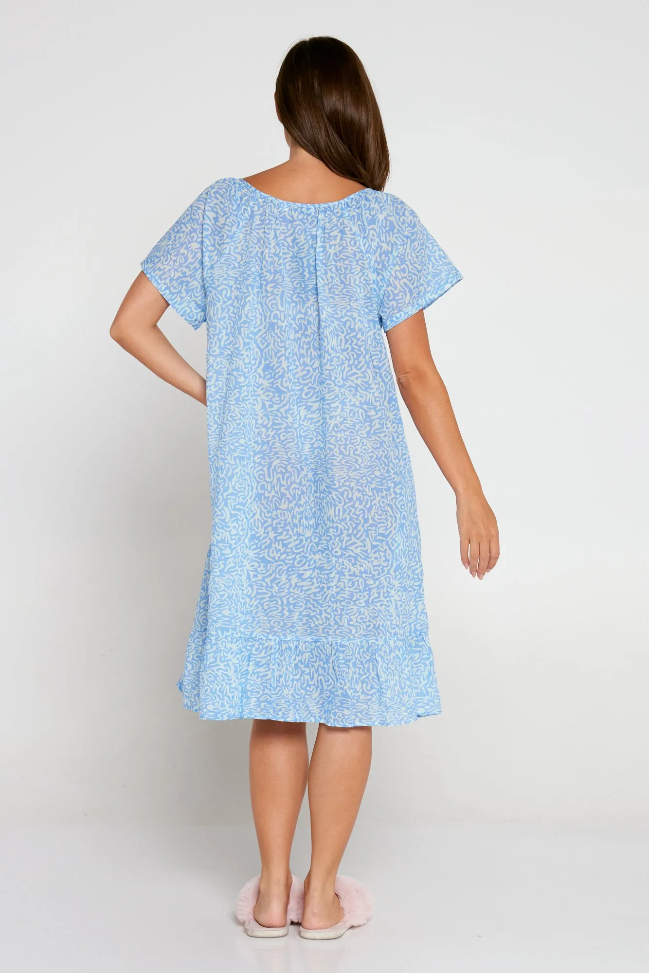 Peyton Cotton Nightie - Blue Print