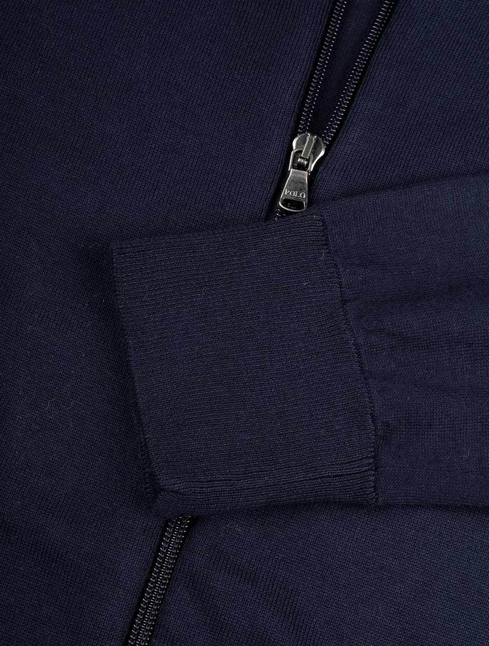 Pima Cotton Full Zip Sweater Blue