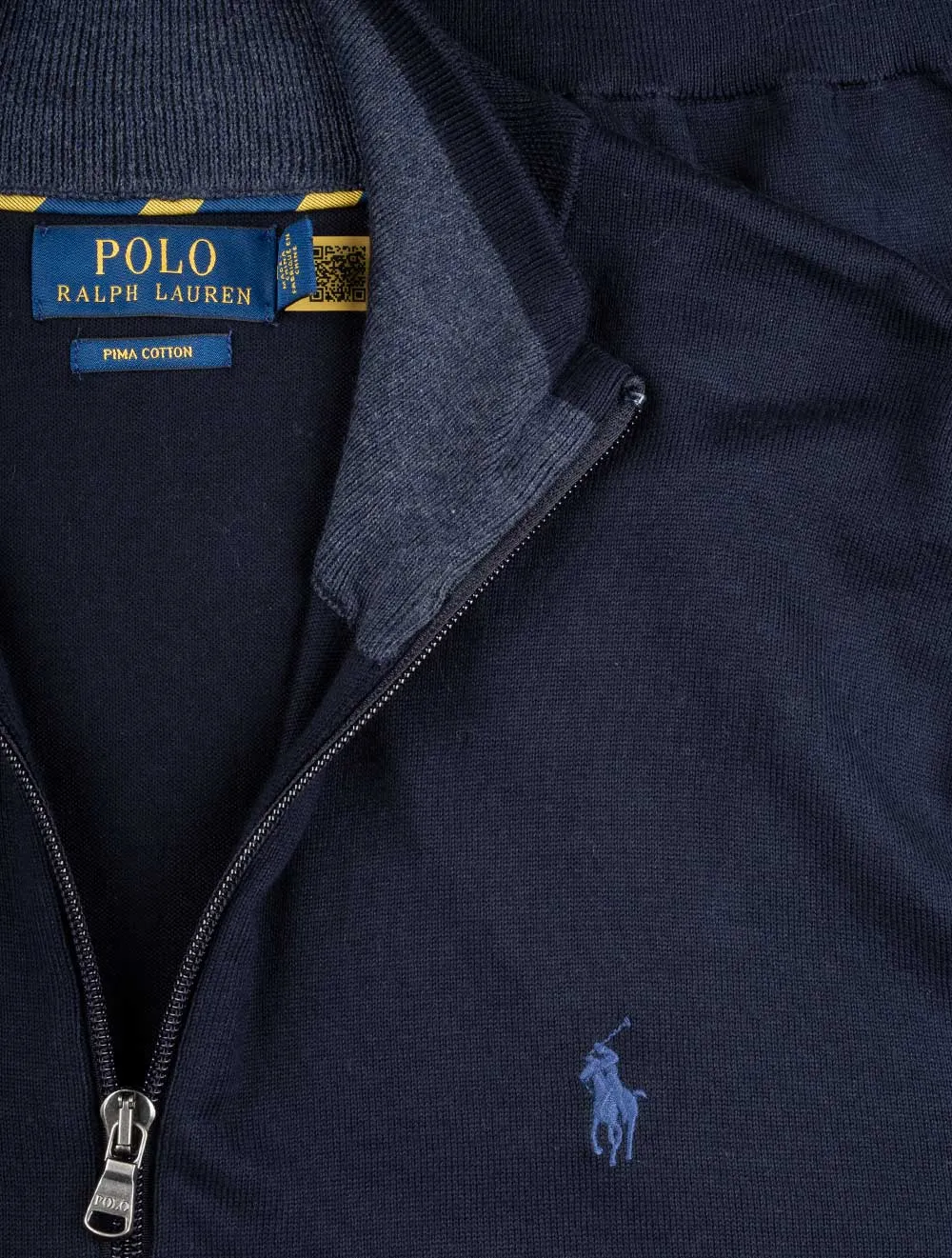 Pima Cotton Full Zip Sweater Blue