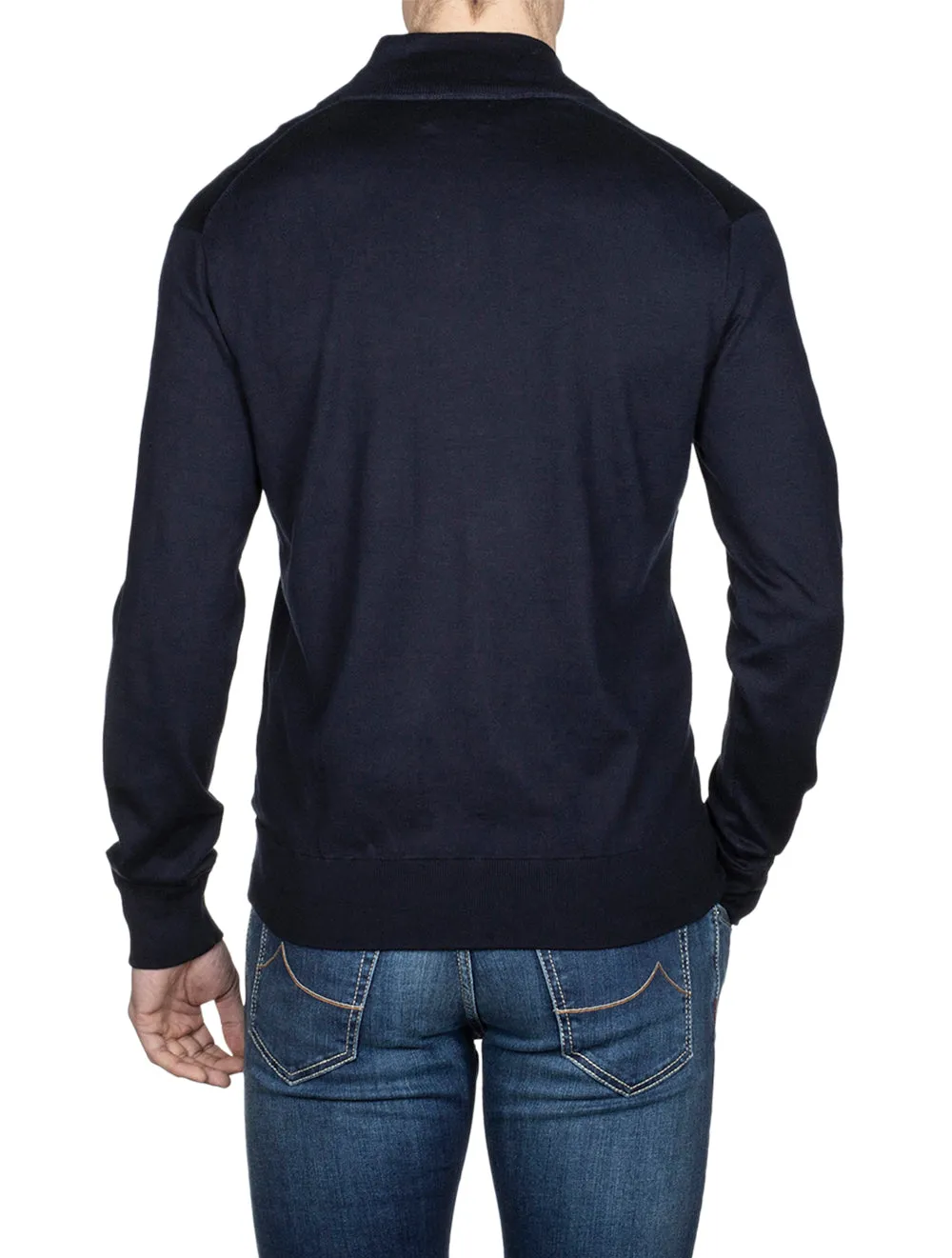 Pima Cotton Full Zip Sweater Blue