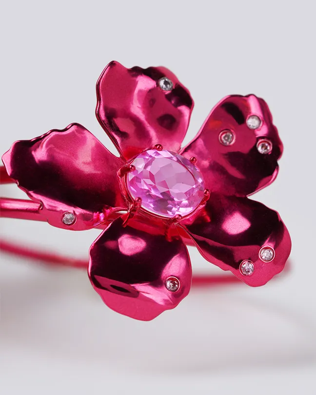 Pink Flower Prom Bracelet