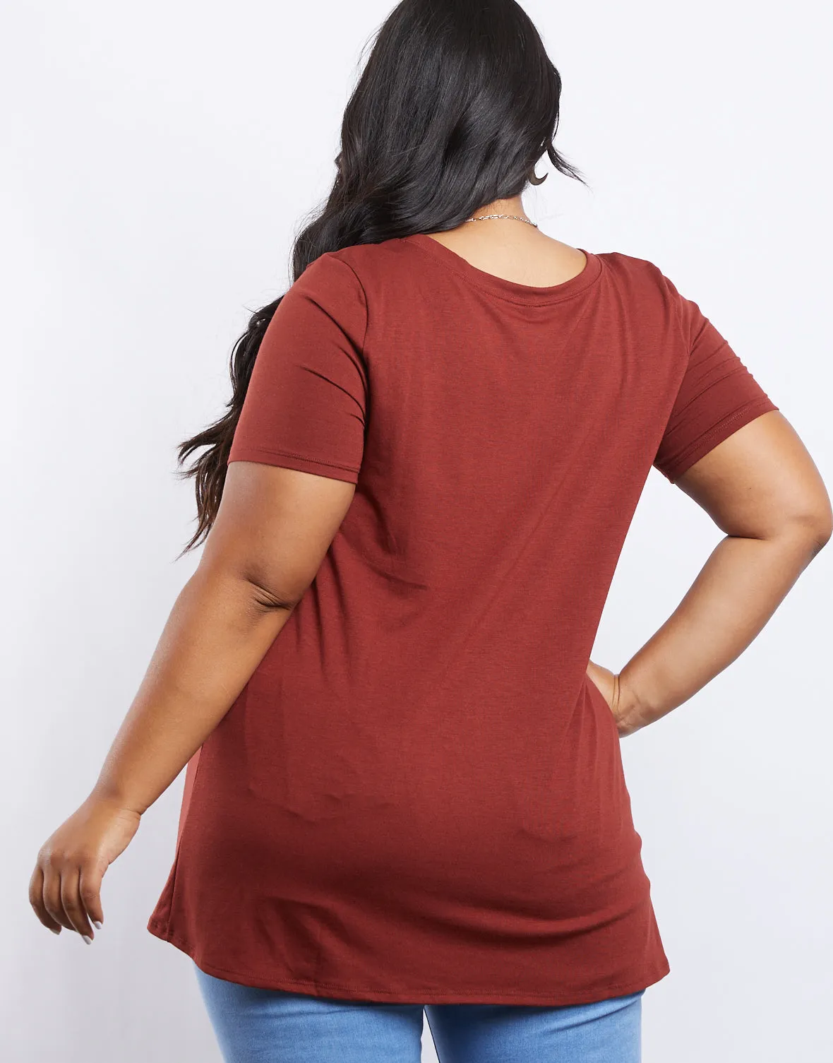 Plus Size Simple Button Up Tee