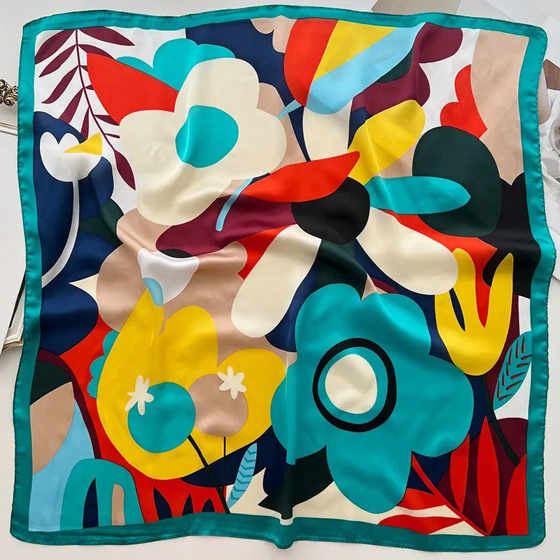 Pre Order:  Trendy Color Block Floral Scarf