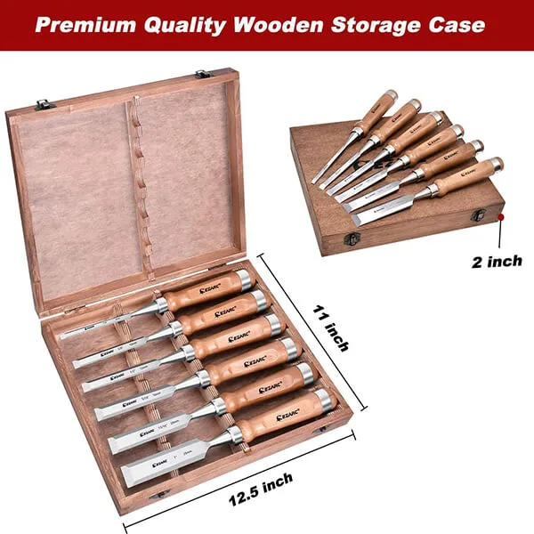 Premium 6Pcs Wood Chisel Tool Sets Woodworking Carving Chisel Kit