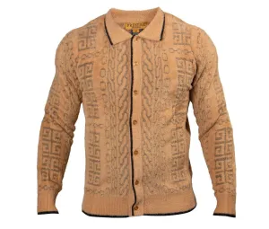 Prestige button Down Luxury Greek Key Sweater