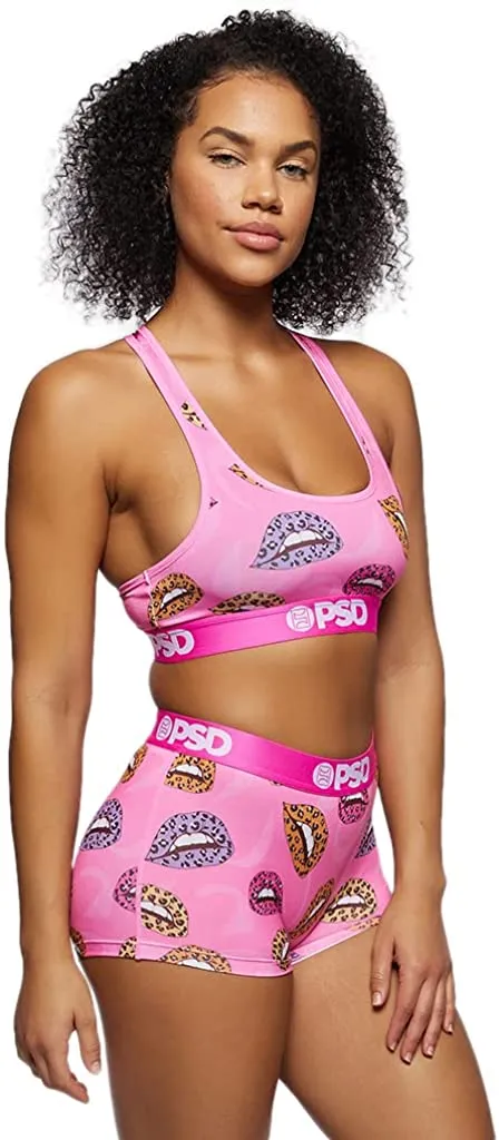 PSD Women's Sports Bra with Stretch Fabric - Pink/Sr Cheetah Lips Sb