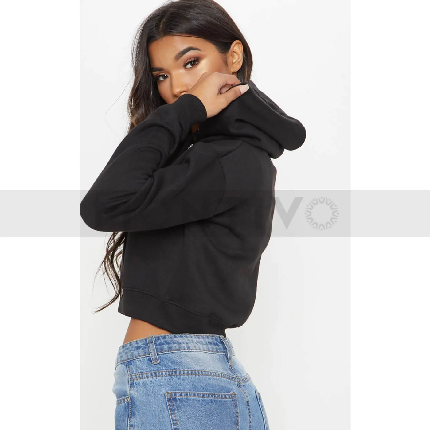 PTL Black Crop Zip Hoodie