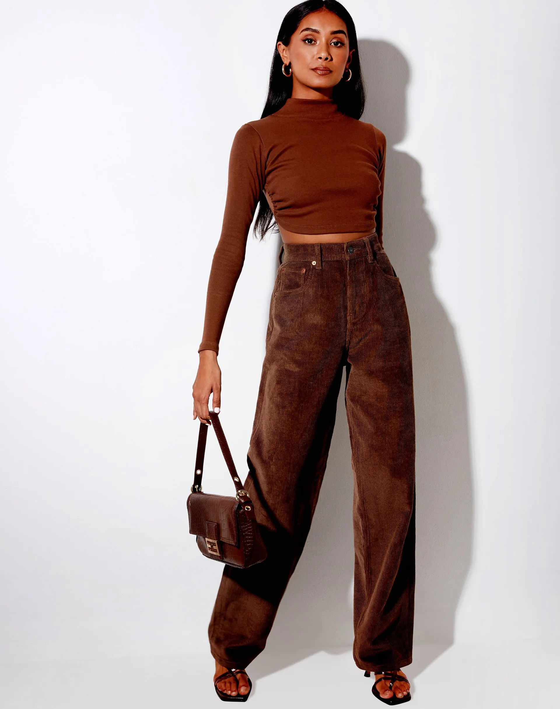 Quelia Crop Top in Rib Cocoa