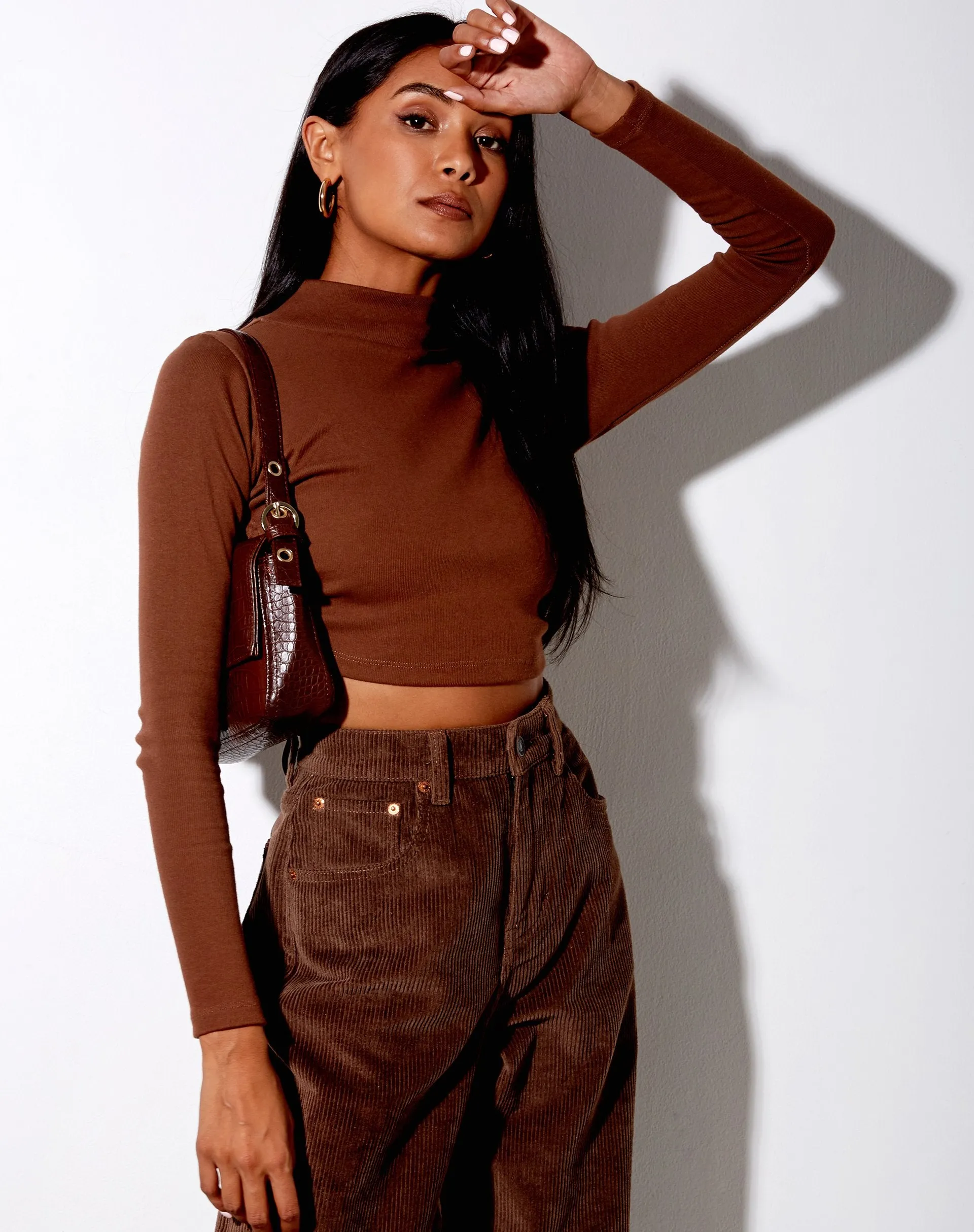 Quelia Crop Top in Rib Cocoa