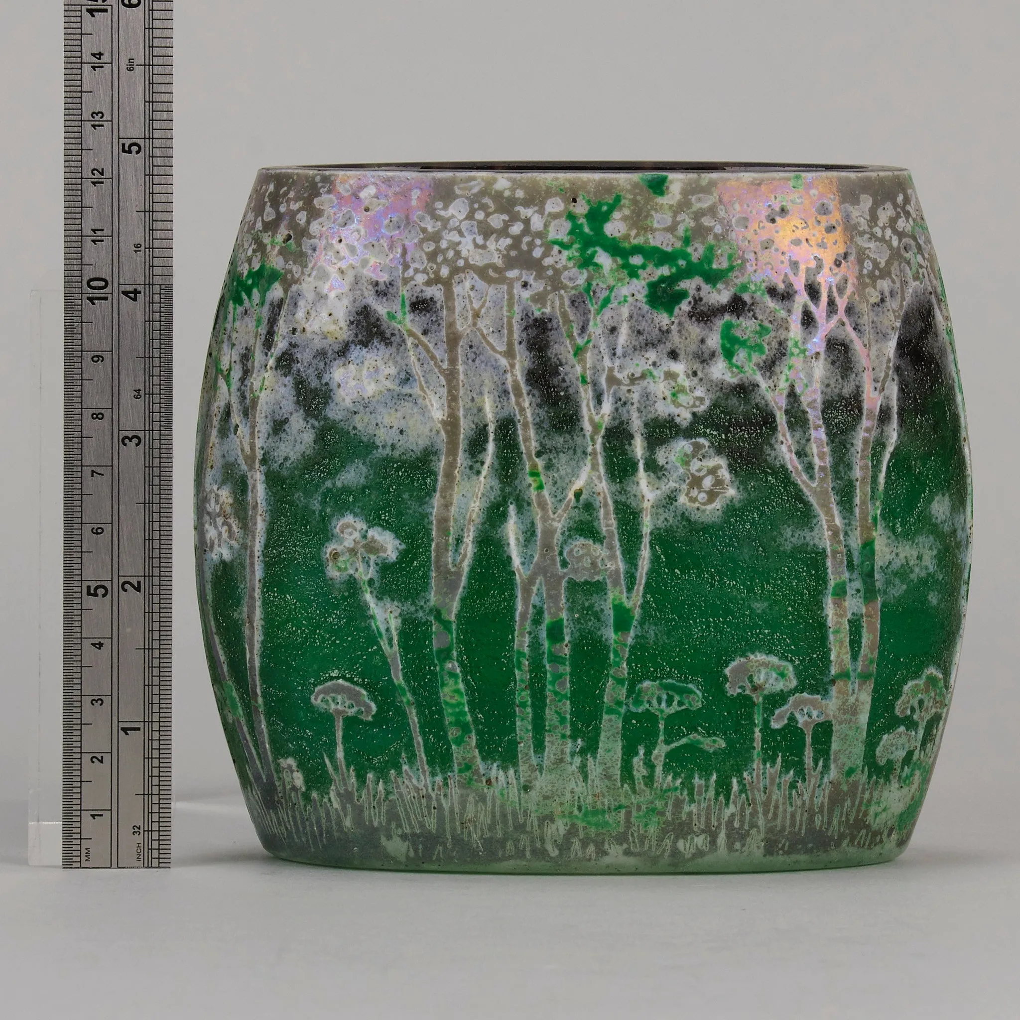 "Green Landscape" Pillow Vase by Daum Freres