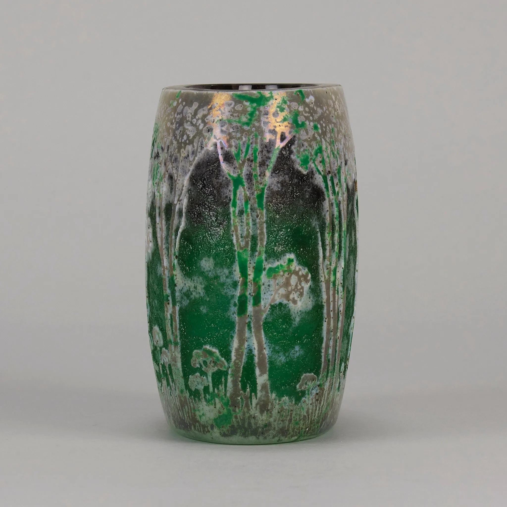 "Green Landscape" Pillow Vase by Daum Freres