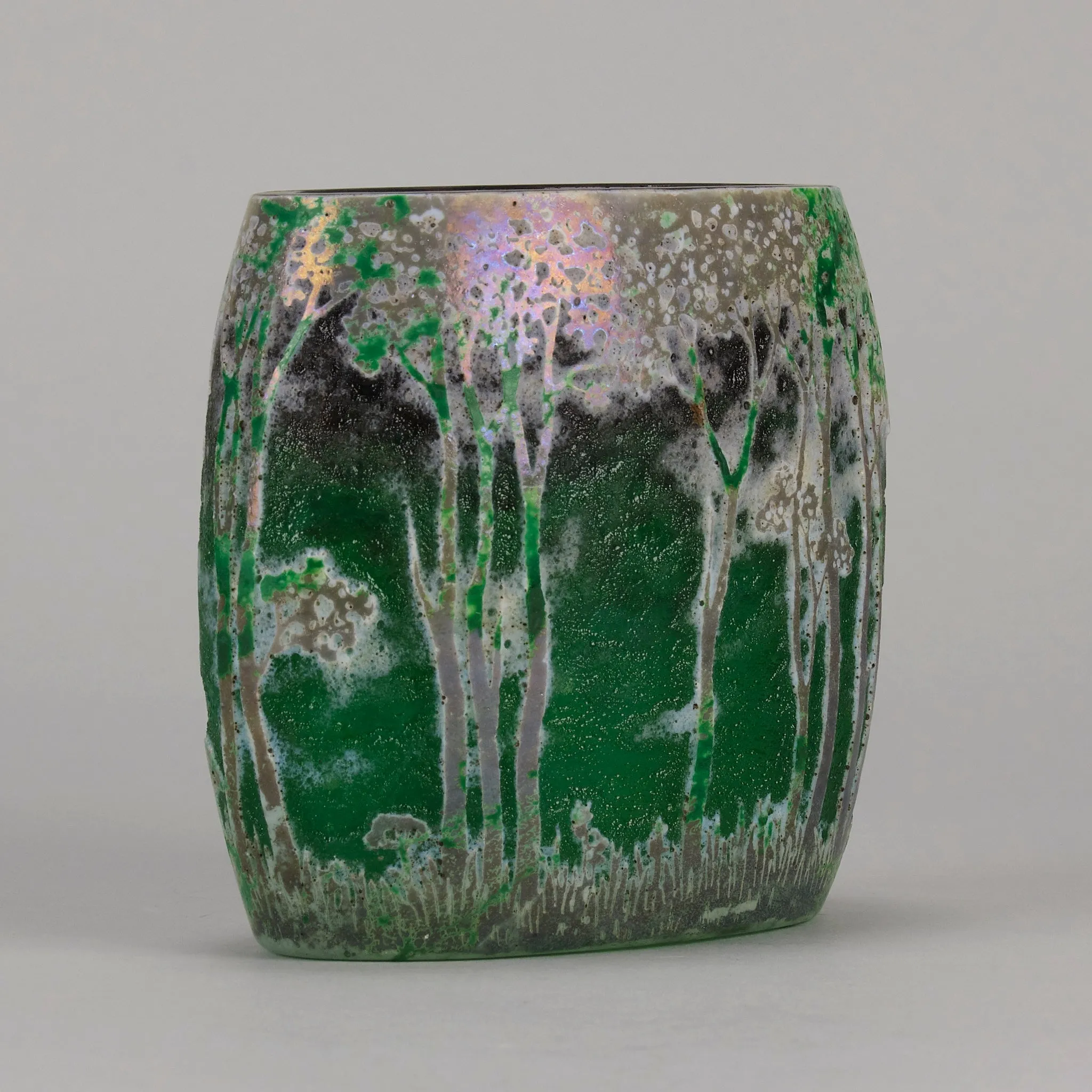 "Green Landscape" Pillow Vase by Daum Freres