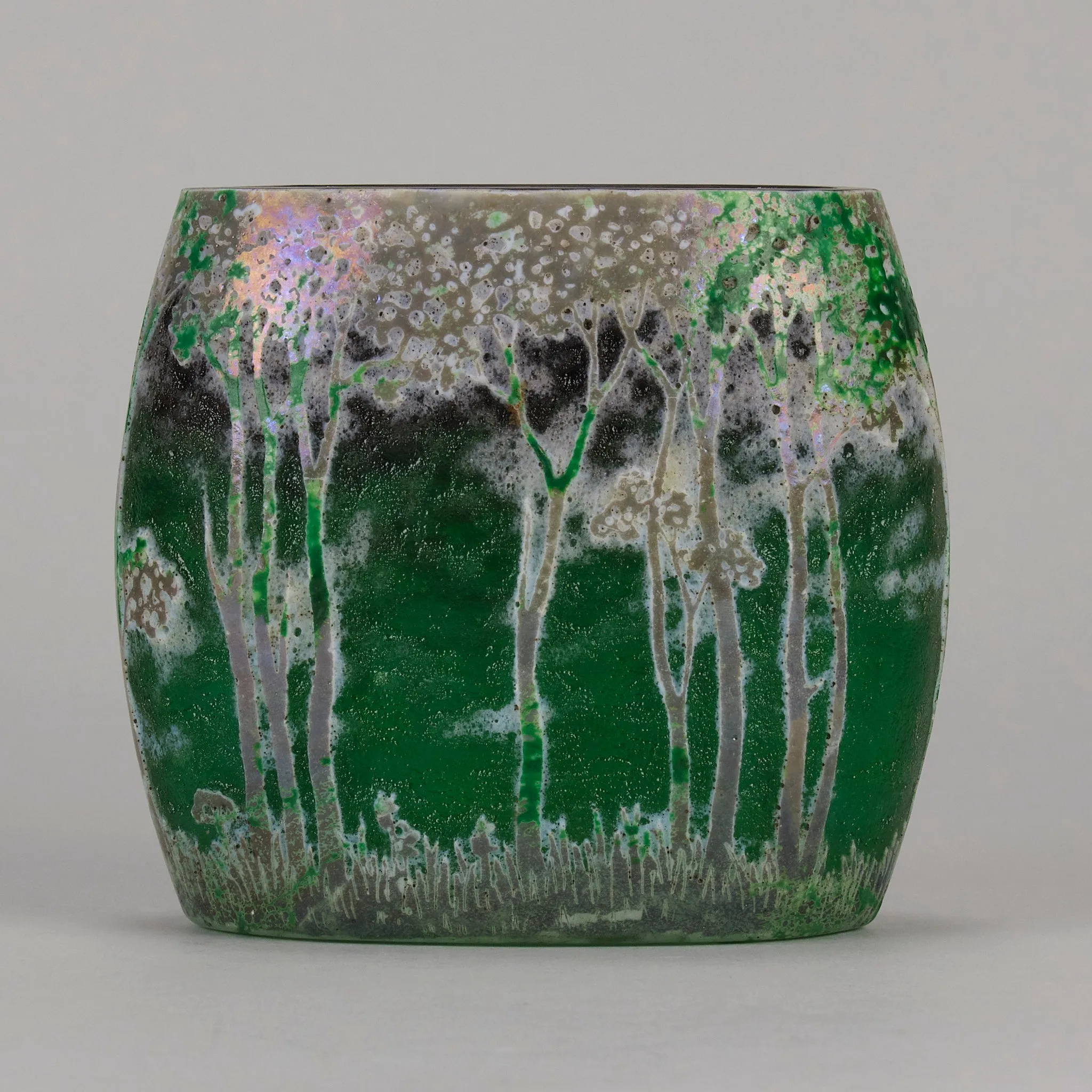 "Green Landscape" Pillow Vase by Daum Freres