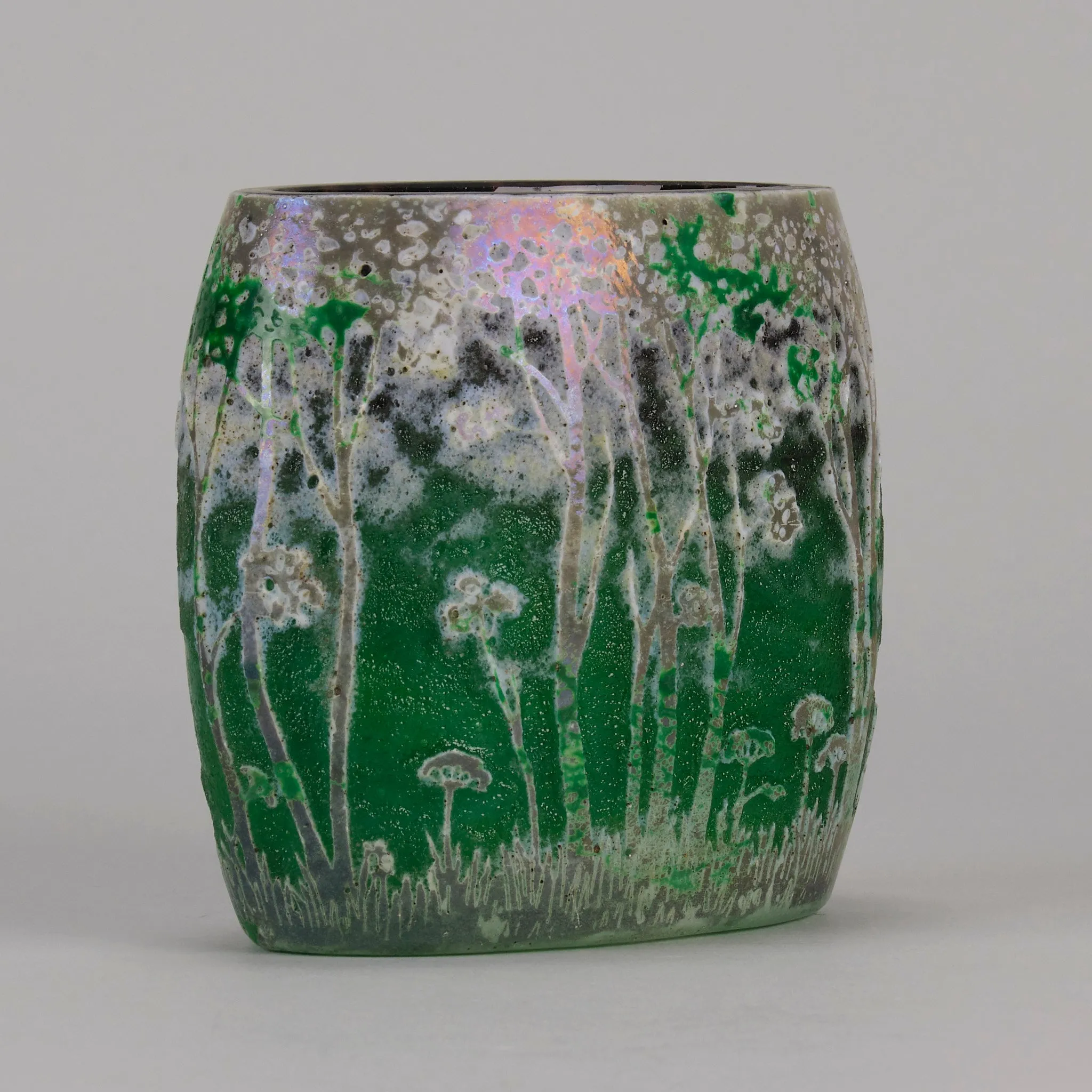 "Green Landscape" Pillow Vase by Daum Freres