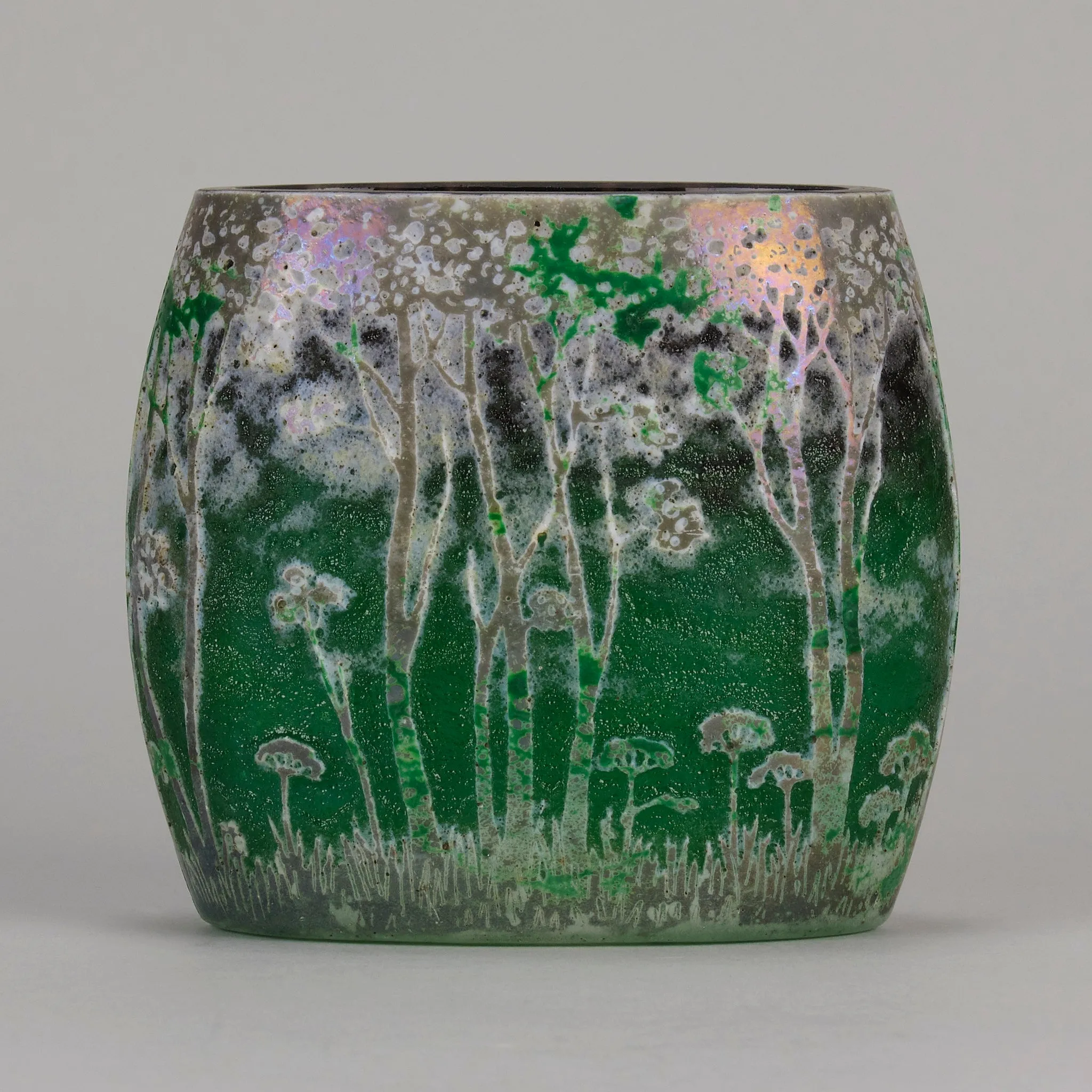 "Green Landscape" Pillow Vase by Daum Freres