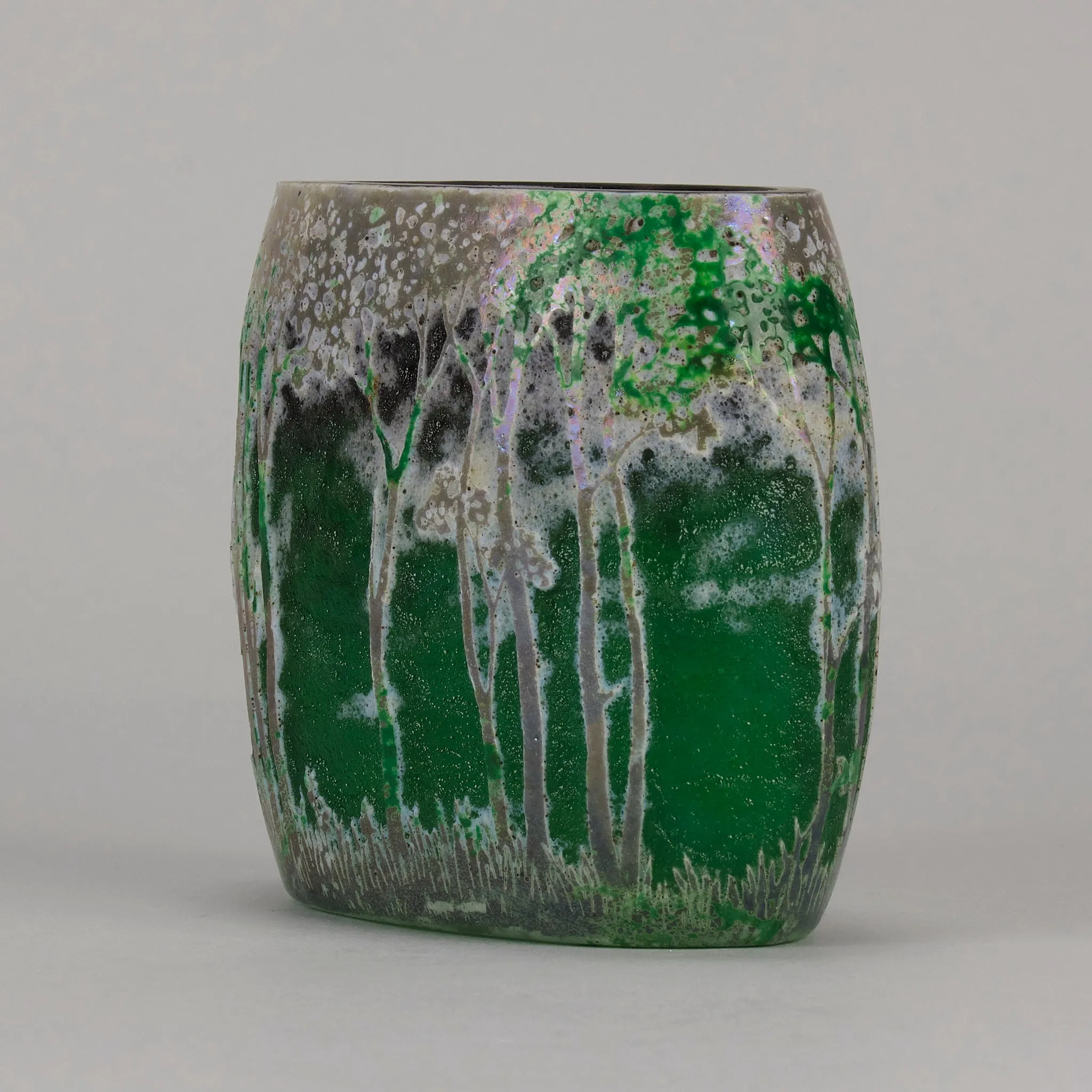 "Green Landscape" Pillow Vase by Daum Freres