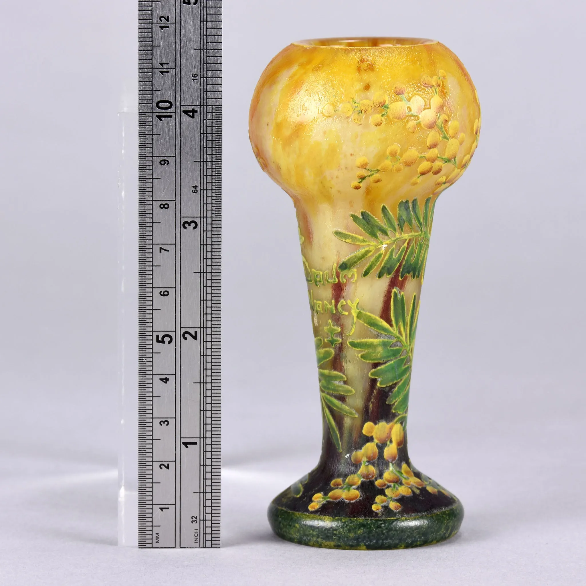 "Mimosa Footed Vase" by Daum Frères