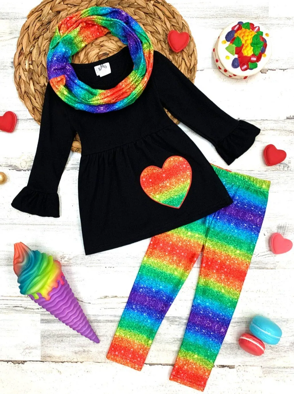 Rainbow Lovin' Tunic, Scarf And Legging Set