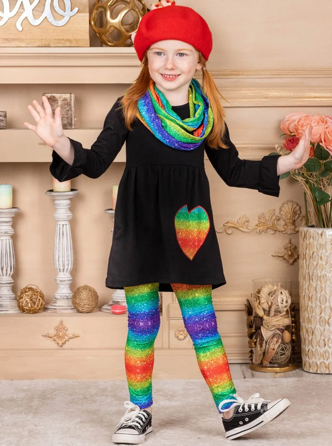 Rainbow Lovin' Tunic, Scarf And Legging Set