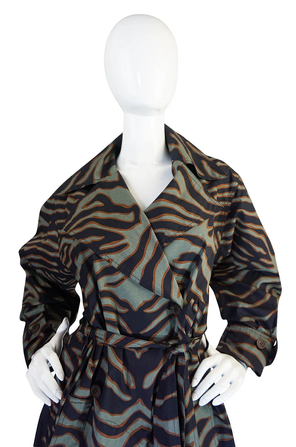 Rare 1984 Yves Saint Laurent Zebra Safari Trench Coat