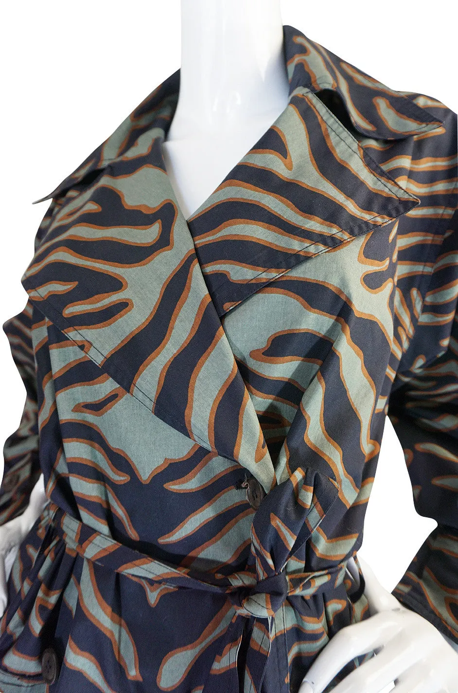 Rare 1984 Yves Saint Laurent Zebra Safari Trench Coat