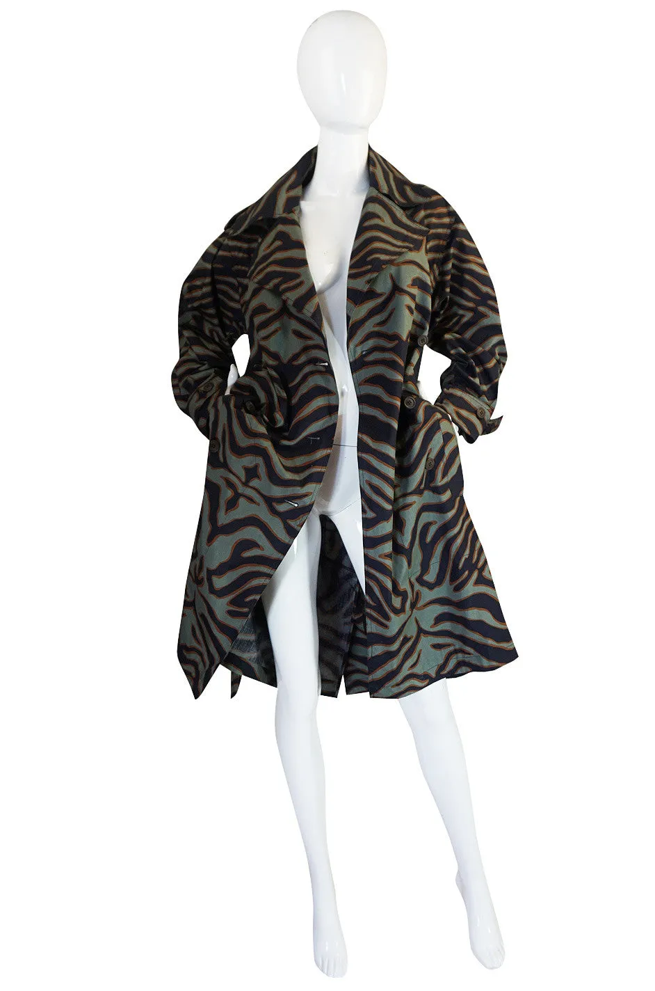 Rare 1984 Yves Saint Laurent Zebra Safari Trench Coat