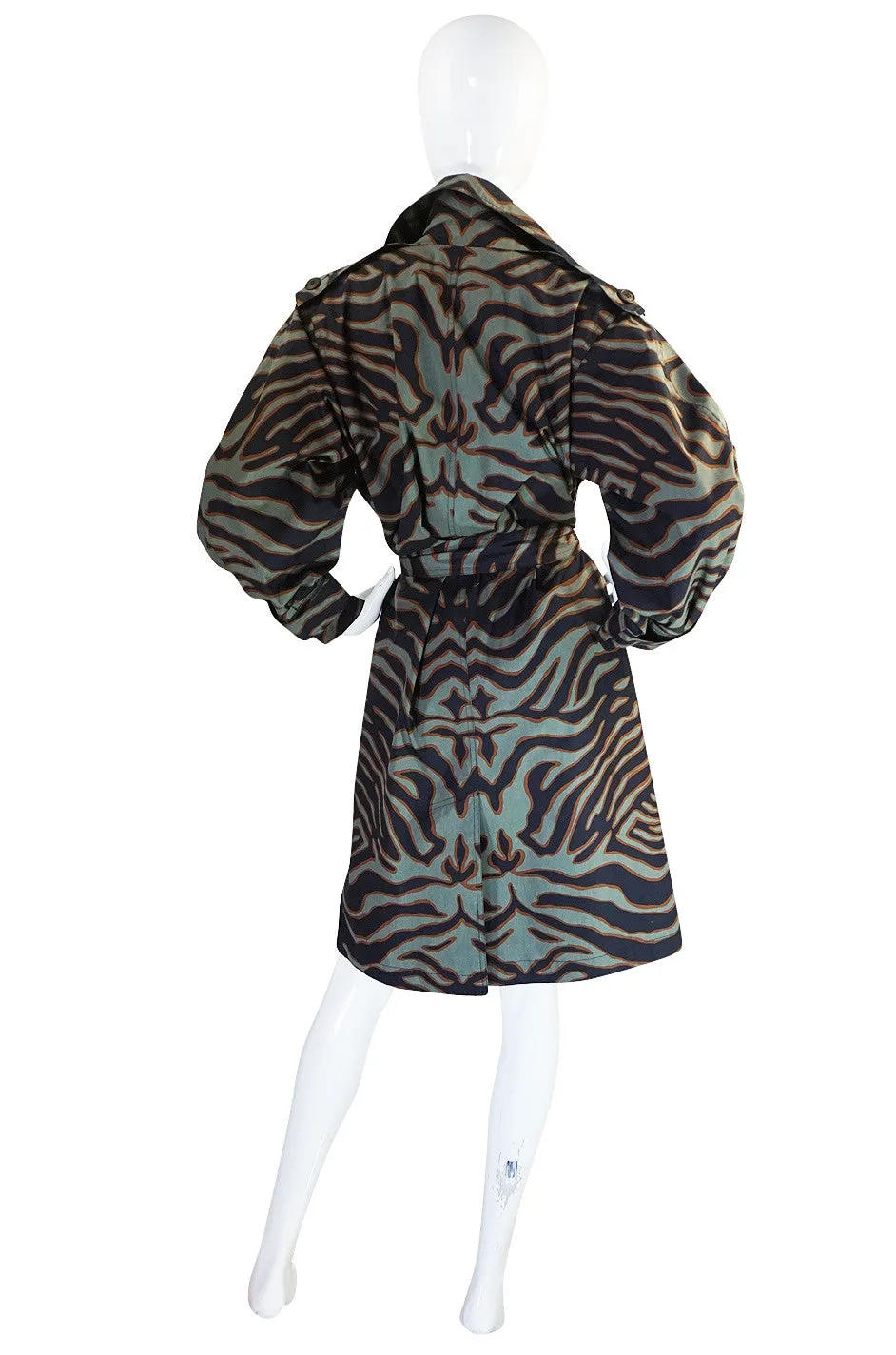 Rare 1984 Yves Saint Laurent Zebra Safari Trench Coat