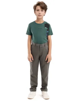 Rare Ones Kids Meir Olive Excel Cotton Regular Fit Solid Cargo Trouser