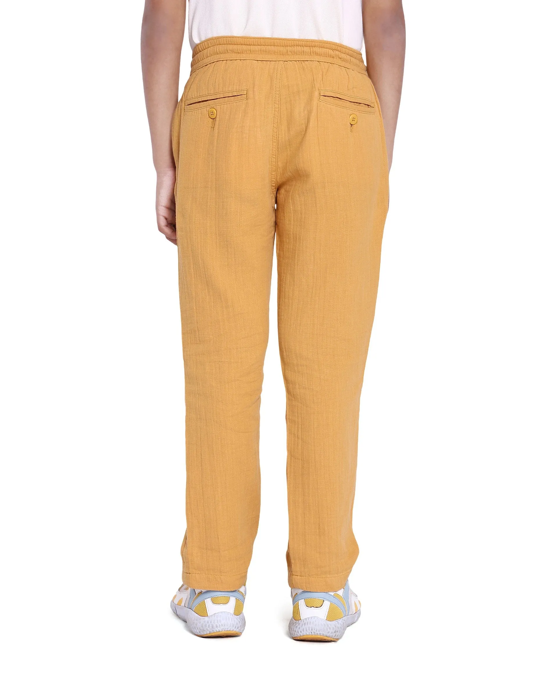 Rare Ones Kids Prest Mustard Regular Fit Solid Trouser