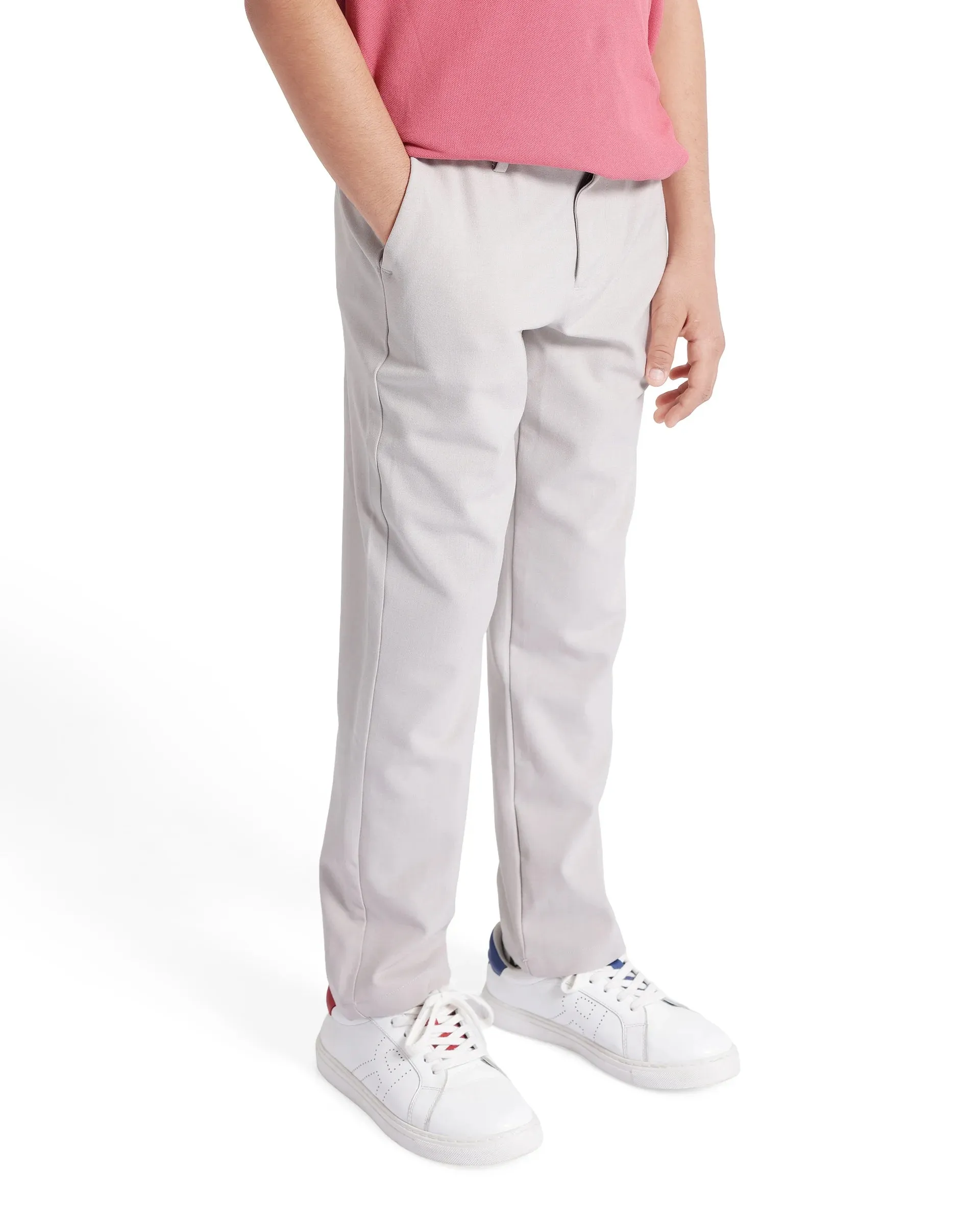 Rare Ones Kids Trove Light Beige Cotton Poly Solid Trouser