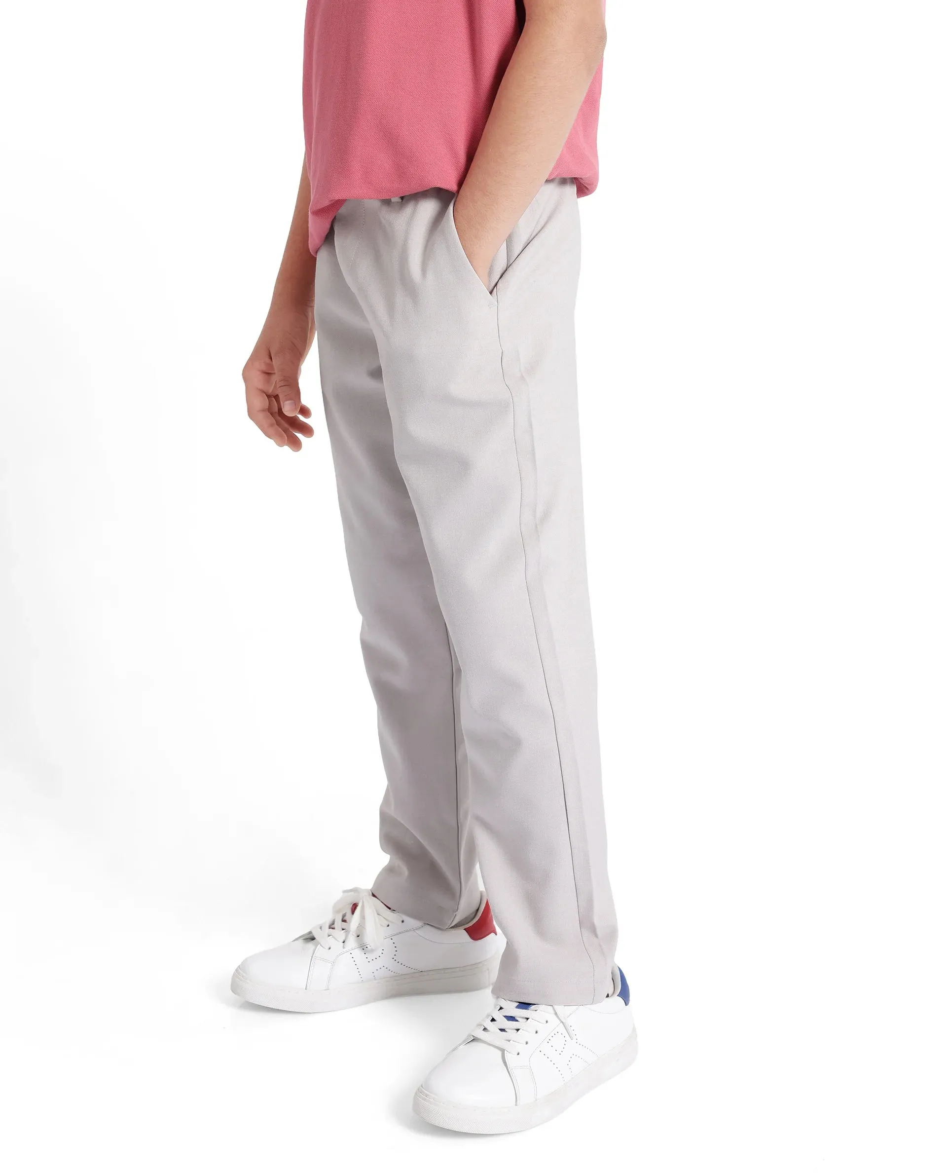 Rare Ones Kids Trove Light Beige Cotton Poly Solid Trouser