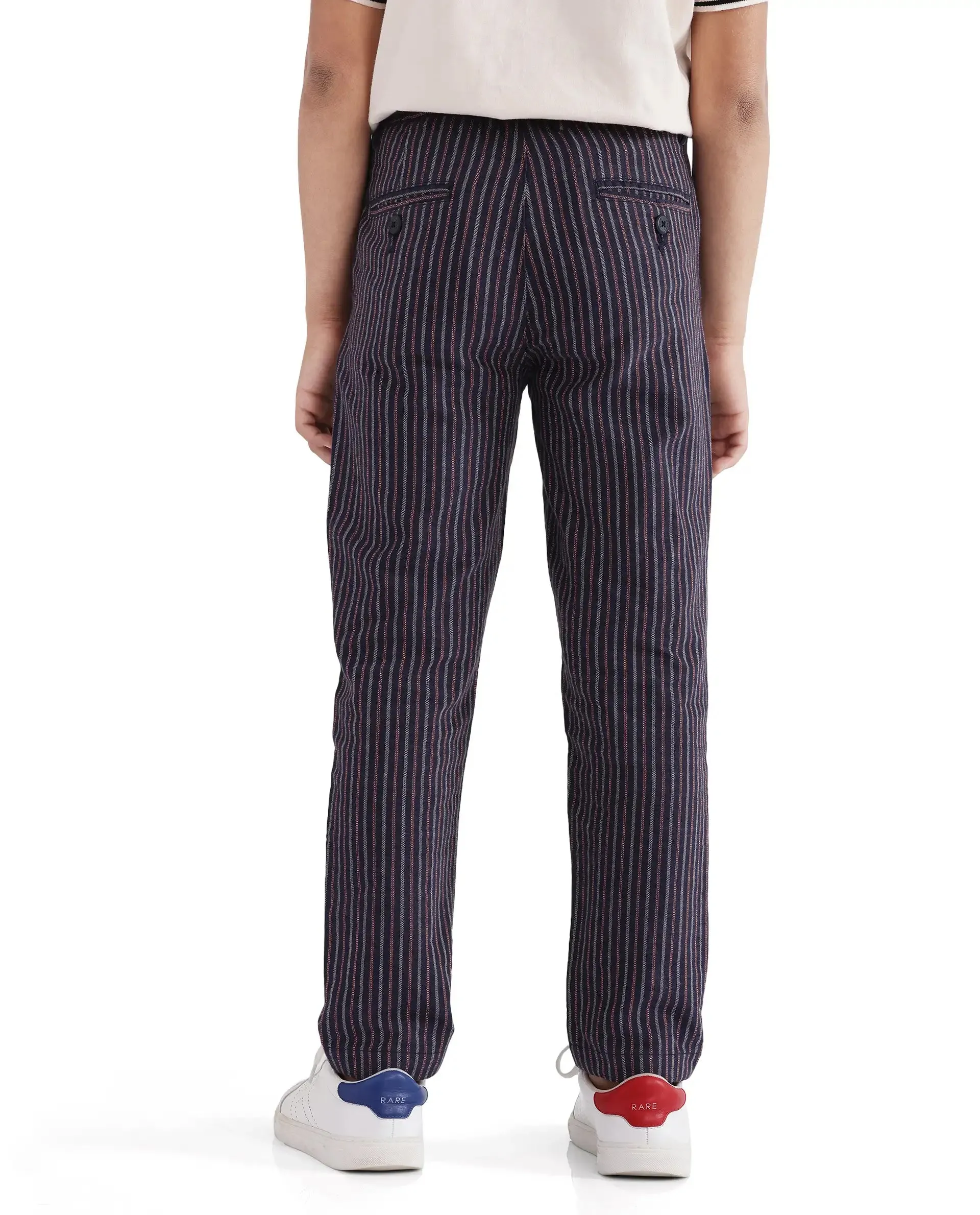 Rare Ones Kids Wren Navy Cotton Stripes Trouser