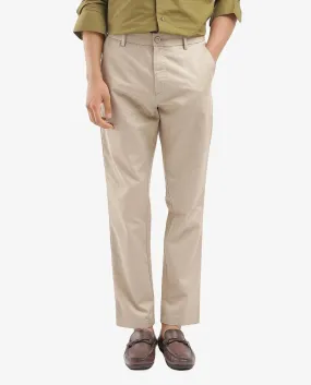 Rare Rabbit Men Ebert Beige Cotton Fabric Button Closure Mid Rise Regular Fit Plain Trouser