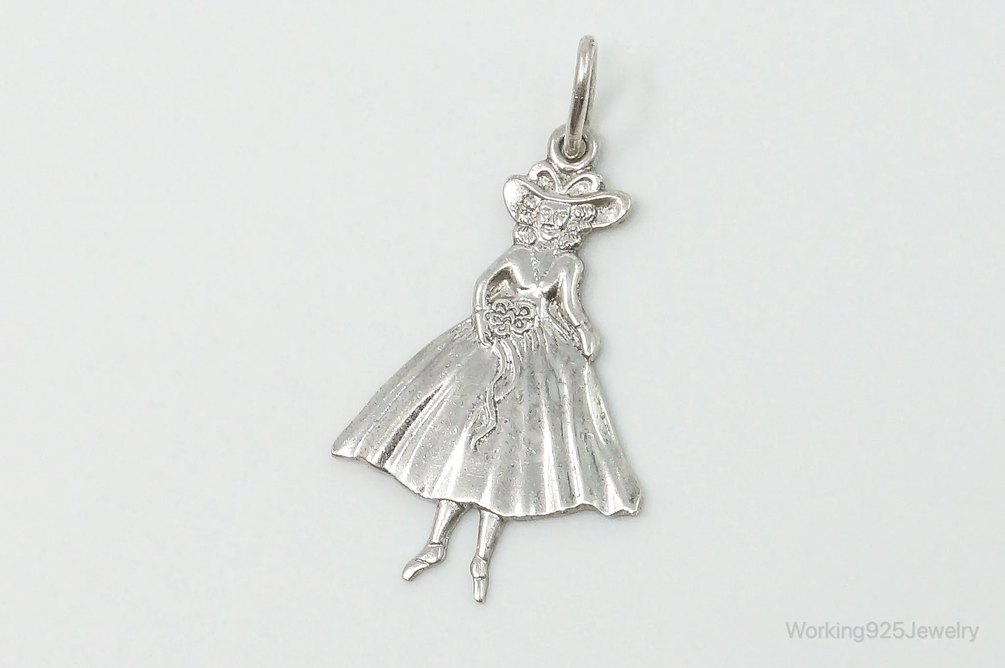 RARE Vintage Carl Art Fancy Lady In Dress & Hat Sterling Silver Charm