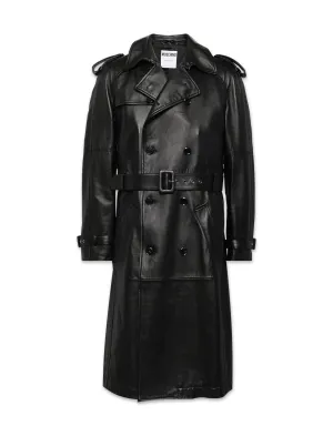 Real Leather Long Overcoat