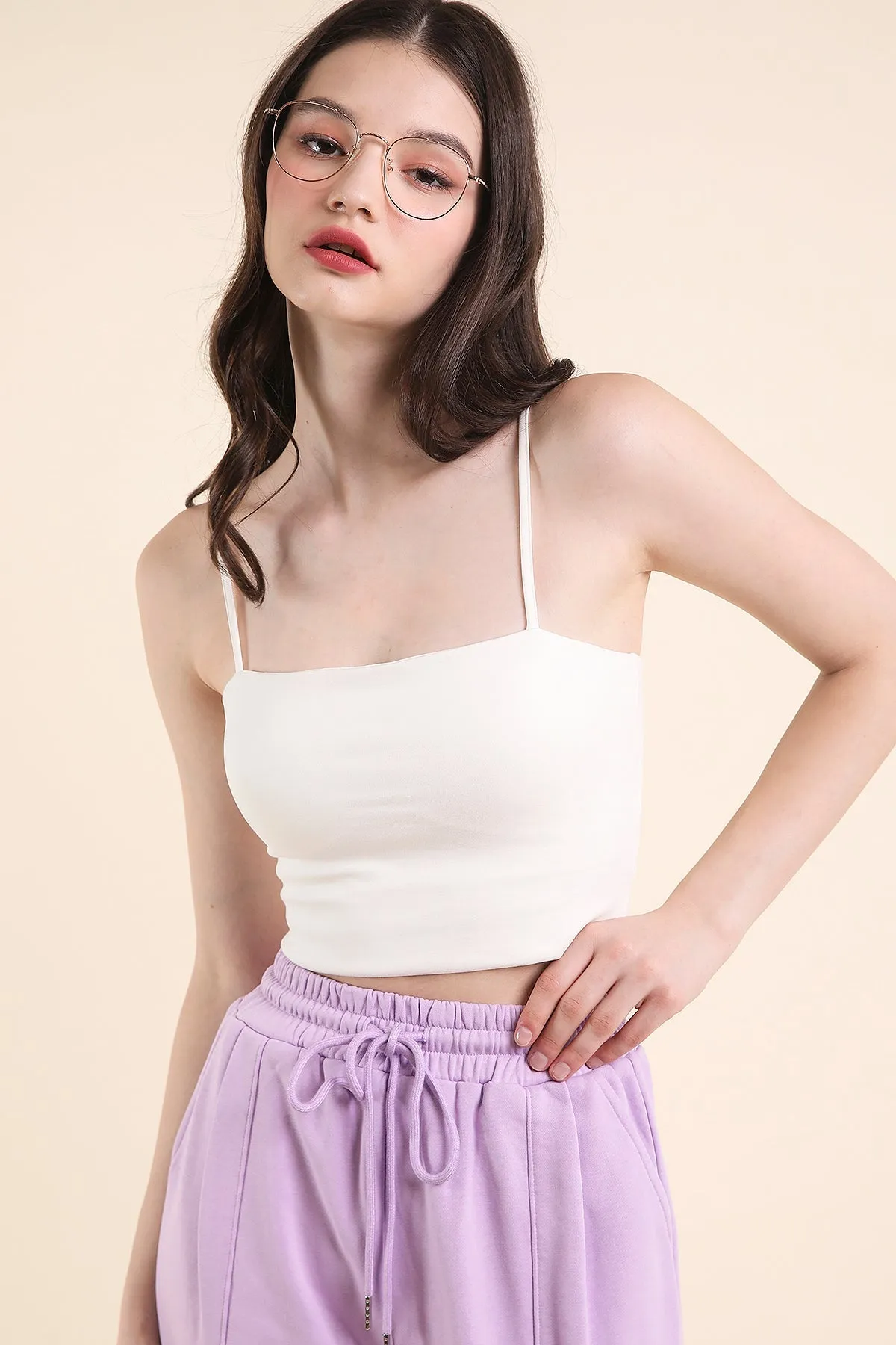 RESTOCKED** ZORA PADDED SPAG TOP IN WHITE