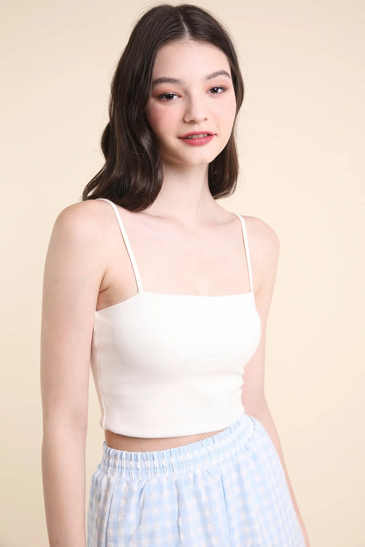 RESTOCKED** ZORA PADDED SPAG TOP IN WHITE