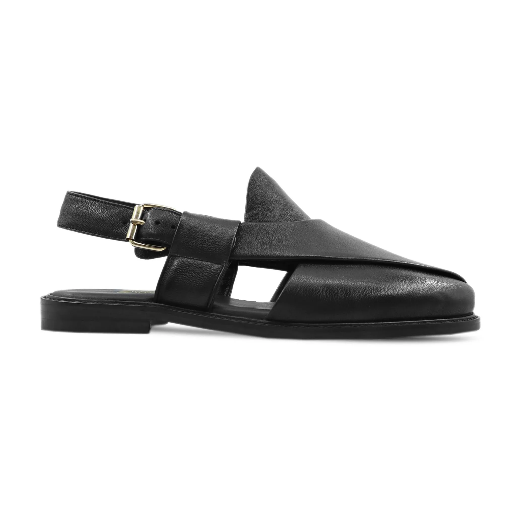 Roatan - Men's Black Pebble Grain Leather Sandal