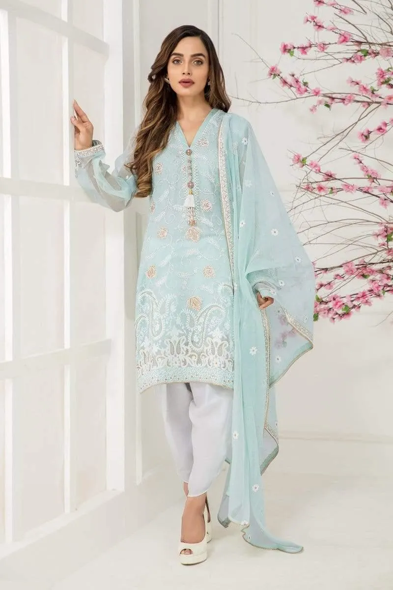 Sadia Aamir - Pastel Blue Arctic - SA-LP31 - Embroidery - 1 Piece