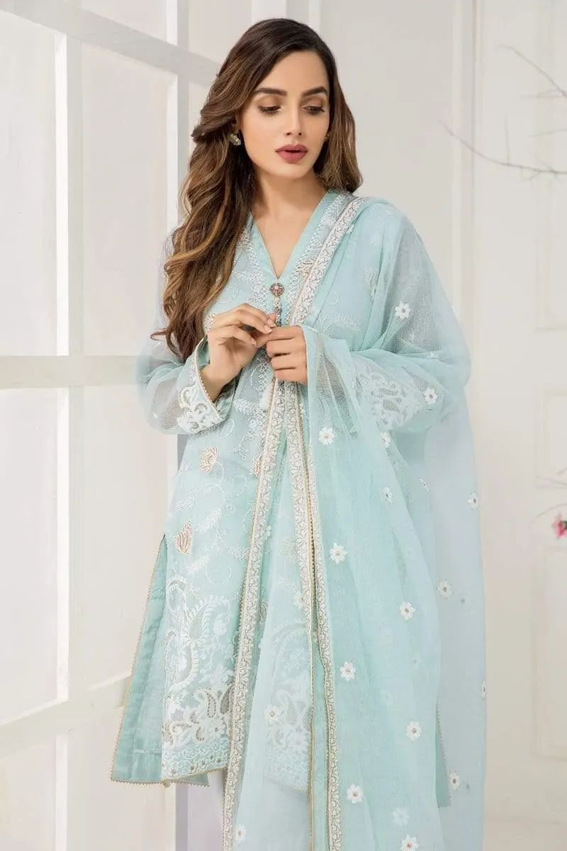 Sadia Aamir - Pastel Blue Arctic - SA-LP31 - Embroidery - 1 Piece