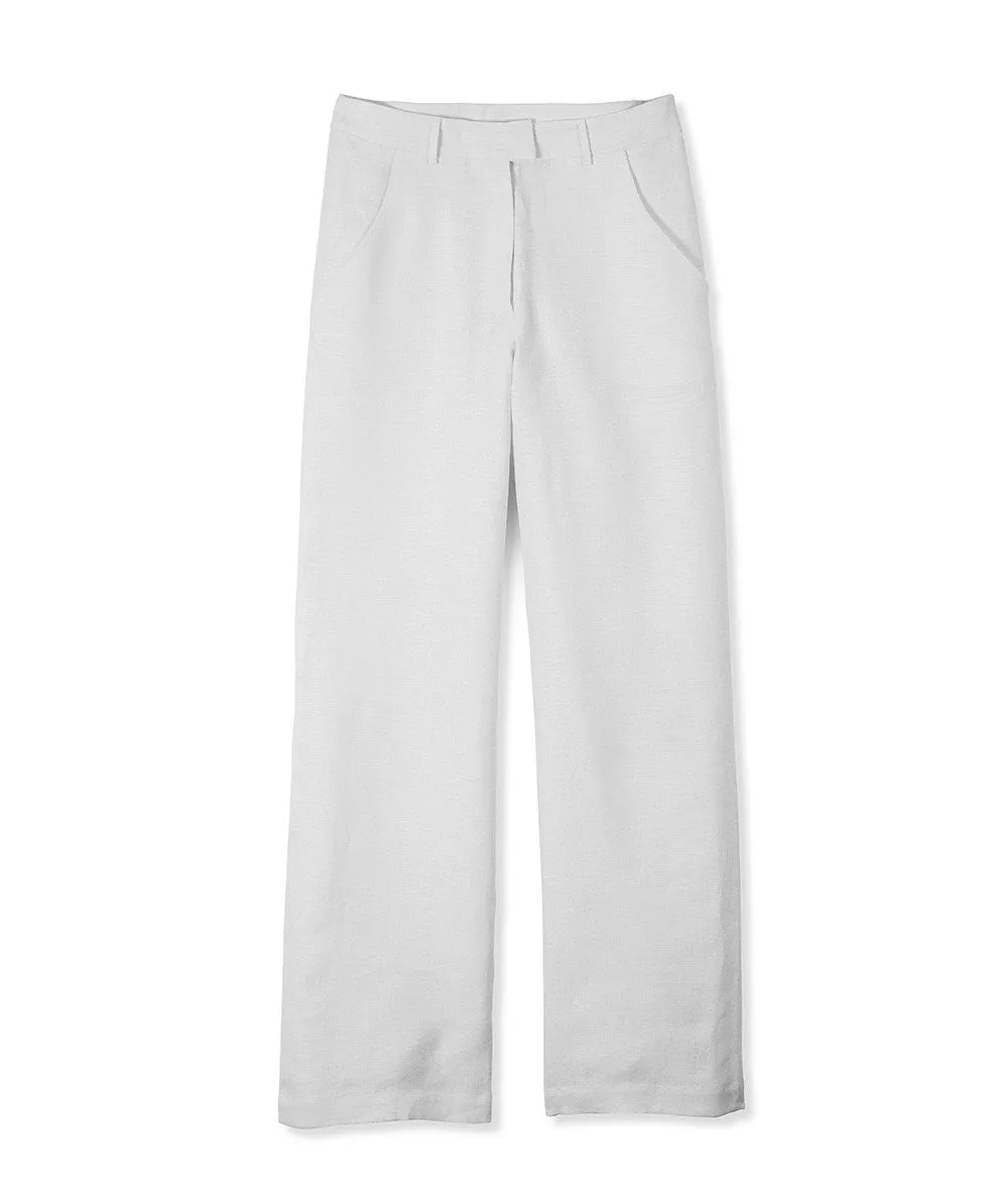 SAMPLE SALE<br>White Linen Wide Leg Trousers<br>Size 8