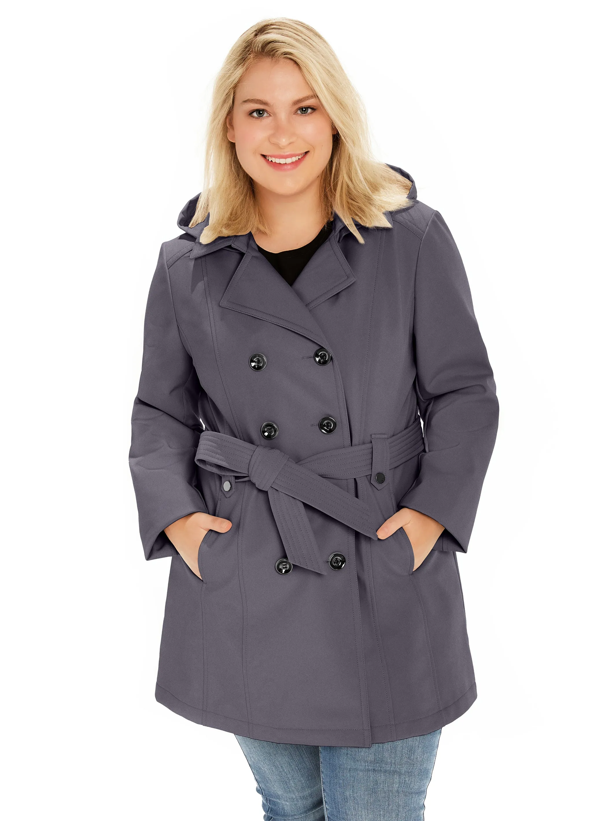 Sebby Collection Plus Softshell Trench Coat