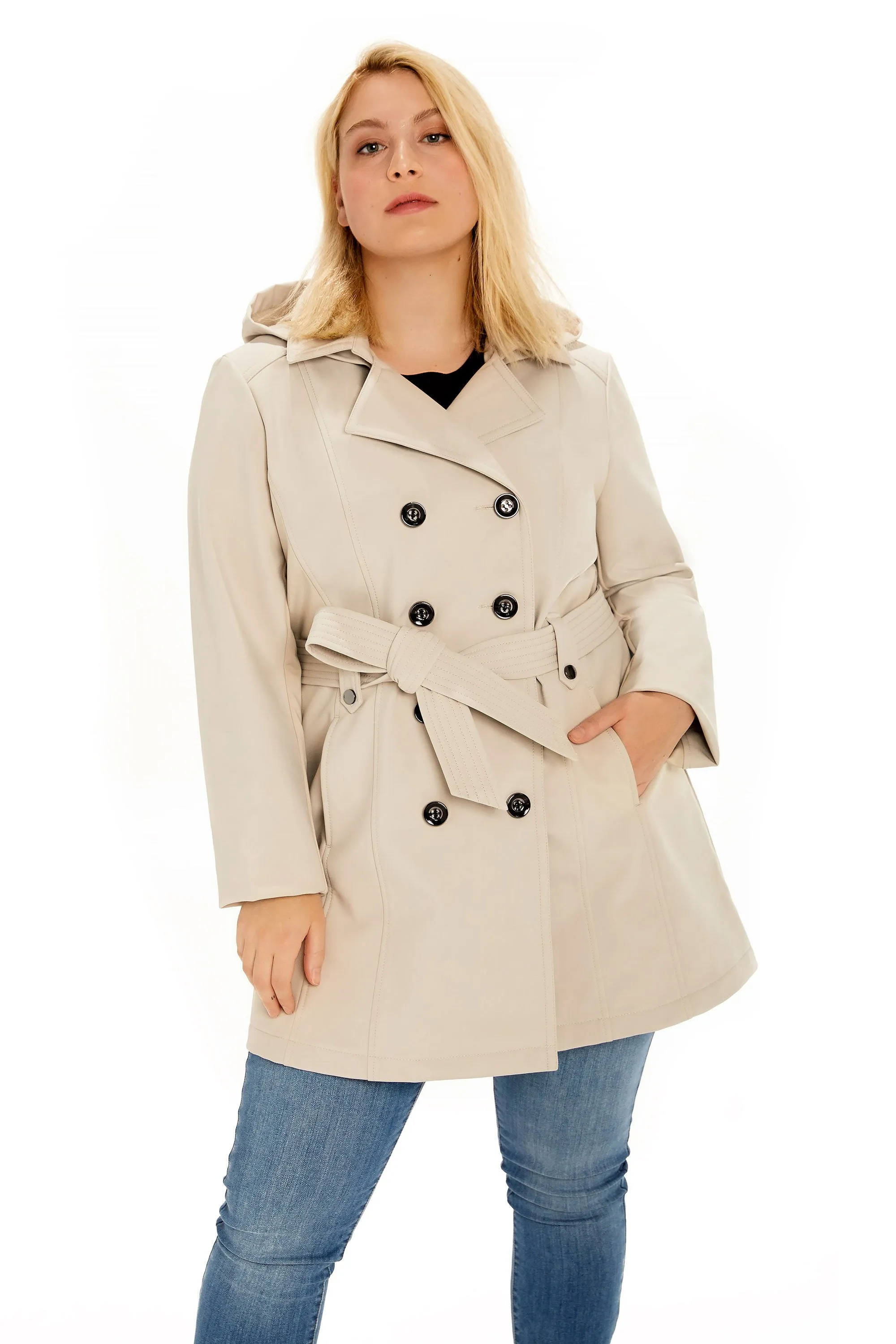 Sebby Collection Plus Softshell Trench Coat