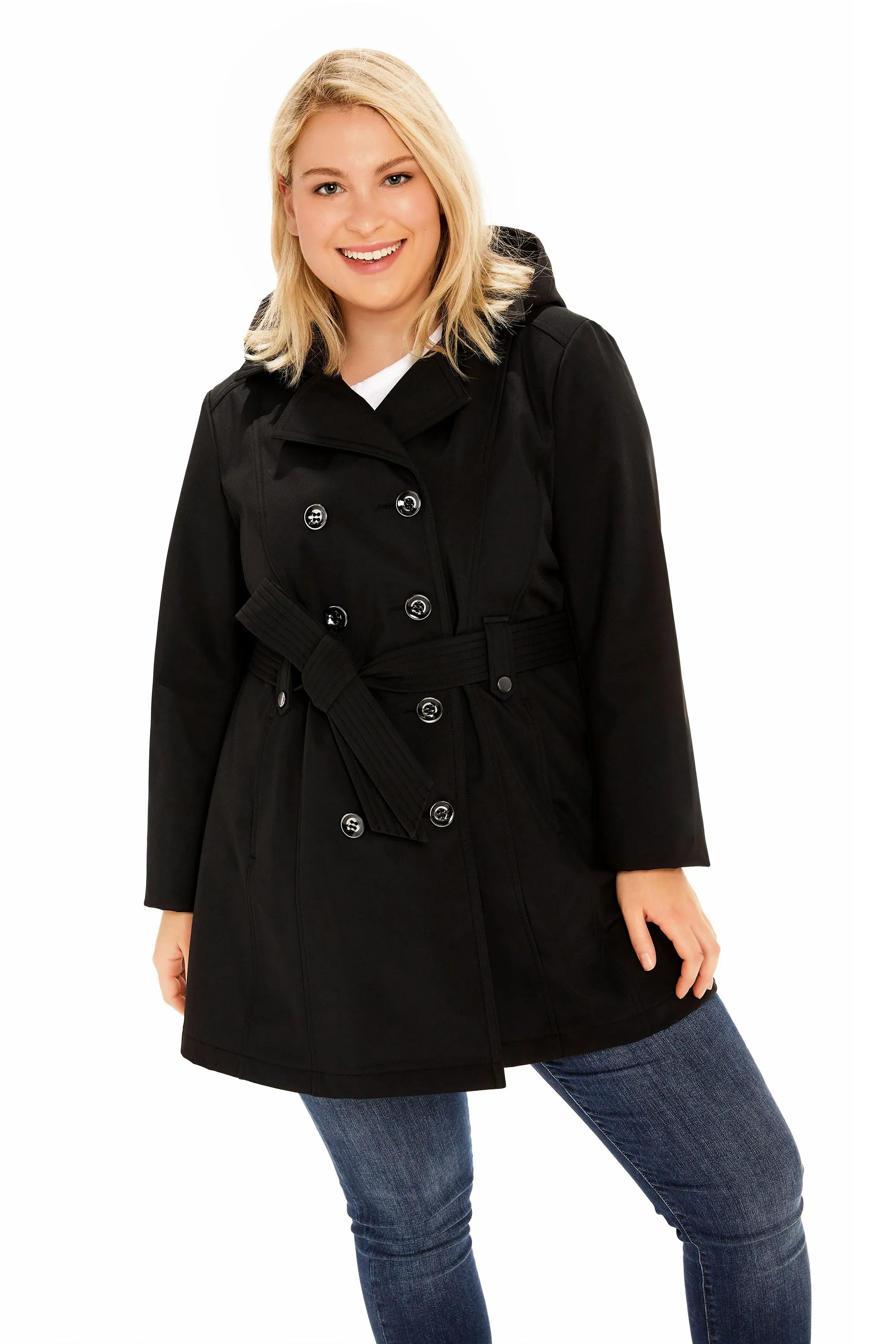 Sebby Collection Plus Softshell Trench Coat