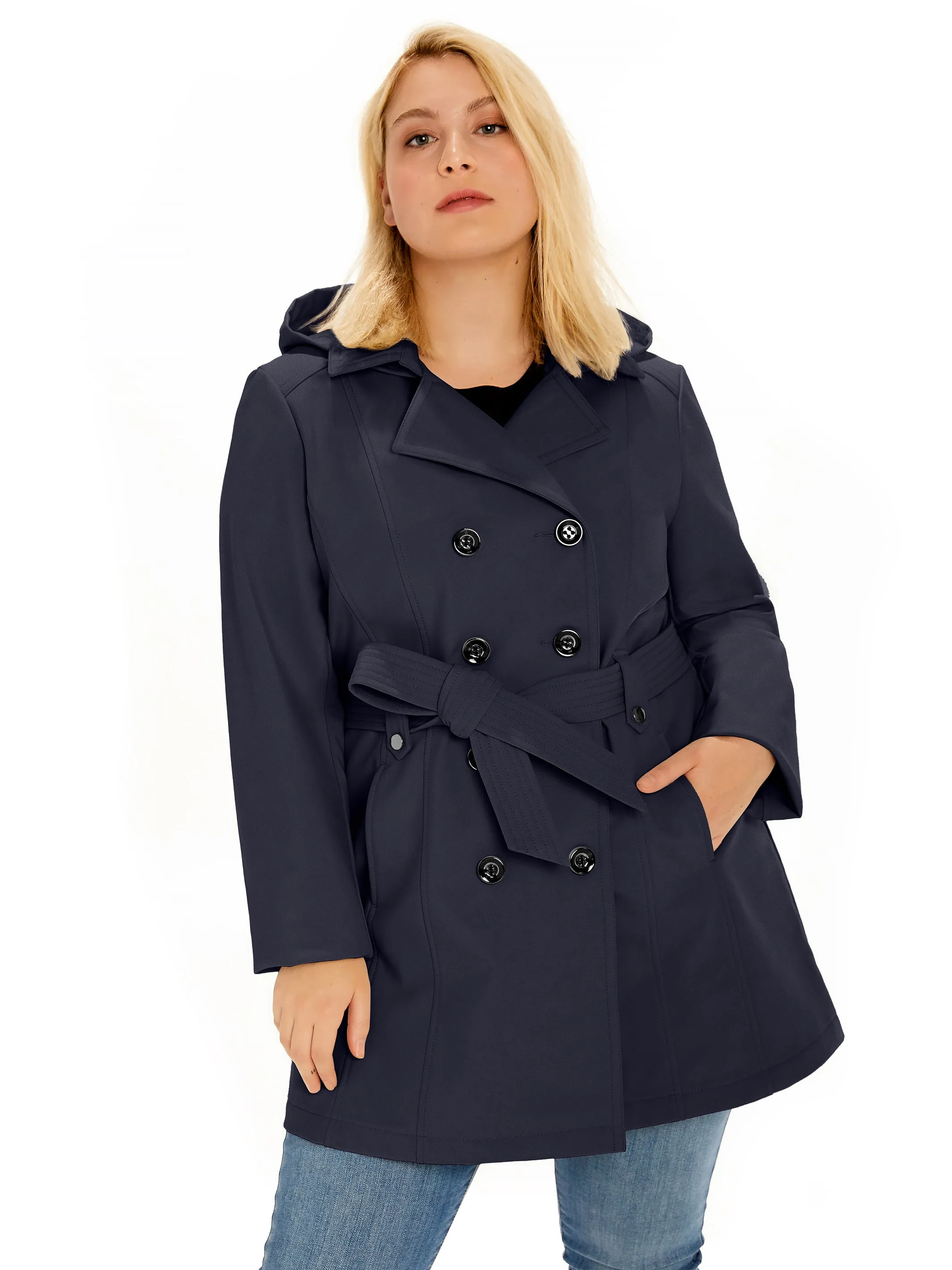 Sebby Collection Plus Softshell Trench Coat