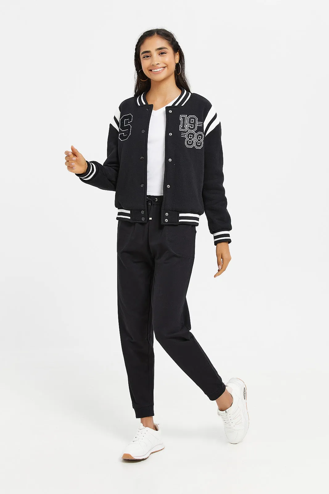 Senior Girls Black Basic Track Pants