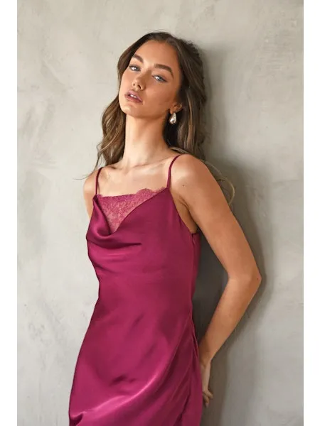 Serena Lace Cowl Neck Slip Dress