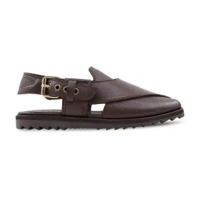 Shannel - Men's Dark Brown Pebble Grain Sandal