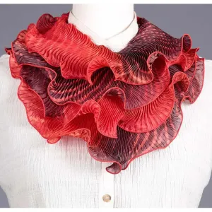 Shibori Silk Infinity Scarf SIA-318 in Red and Black by Cathayana