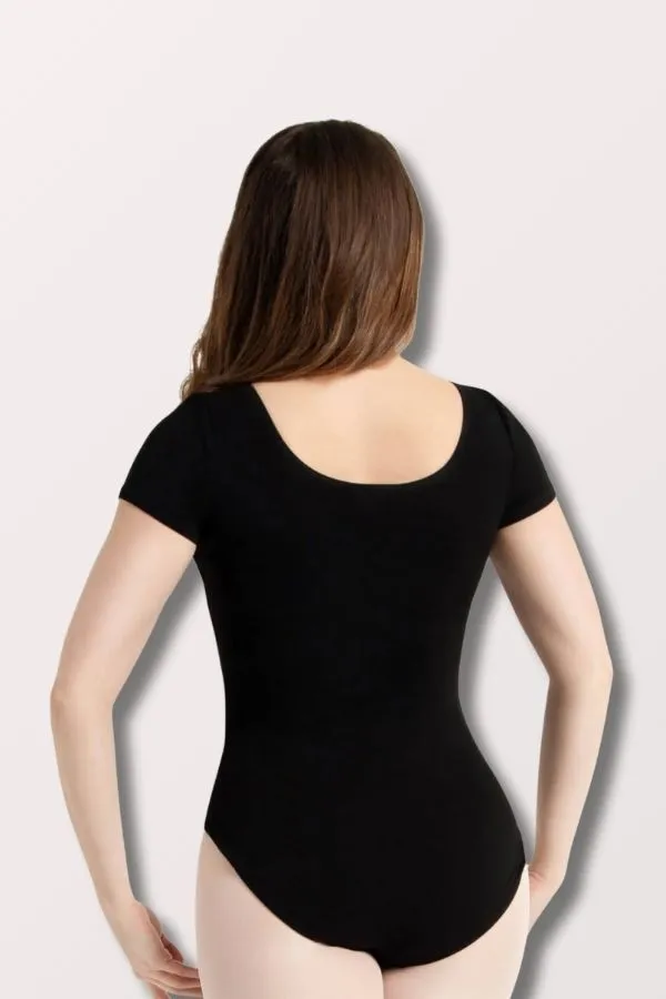 Short Sleeve Cotton/Lycra Leotard - Black